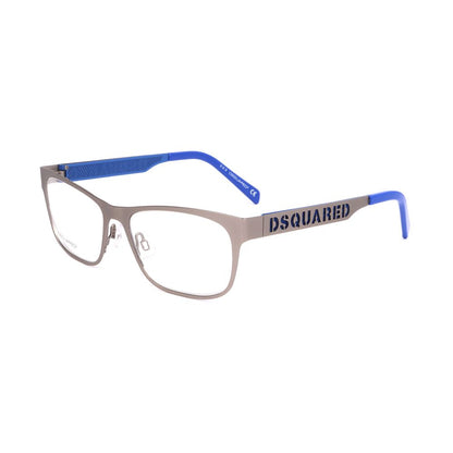 Dsquared² Silver Metal Glasses (Frames) with blue accents, model DQ5097-015-54, featuring silver metal frame, dimensions 54/17/140 mm.