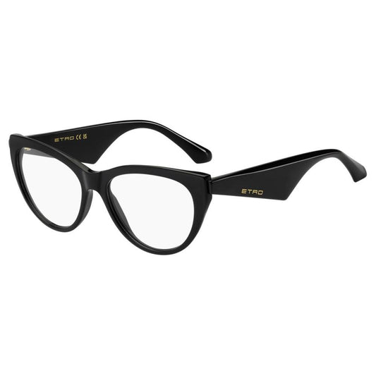 ETRO MOD. ETRO 0008 black acetate lady eyeglasses with cat-eye design.