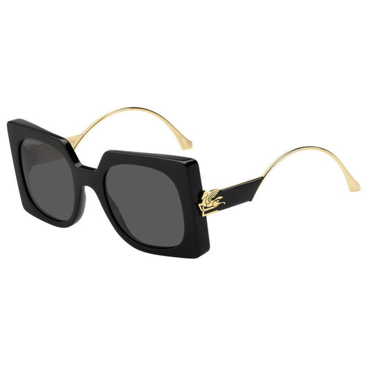 ETRO MOD. ETRO 0026_S acetate sunglasses for lady, featuring stylish black frames and gold accents, ideal for fashion-forward eyewear.