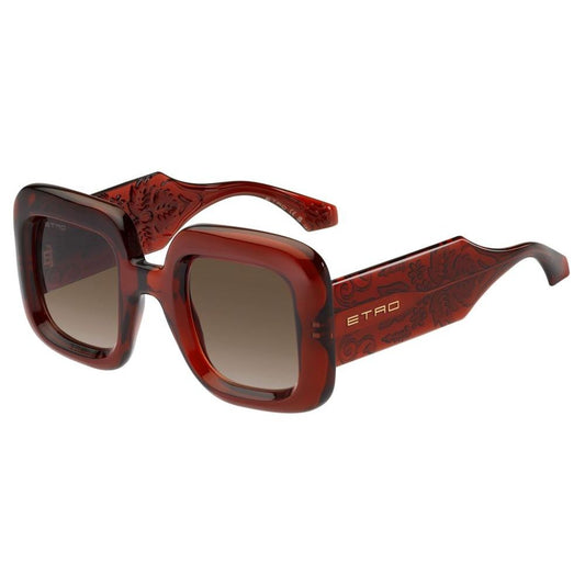 Stylish ladies' sunglasses ETRO MOD. ETRO 0015_S with brown rectangular frames and embossed details.