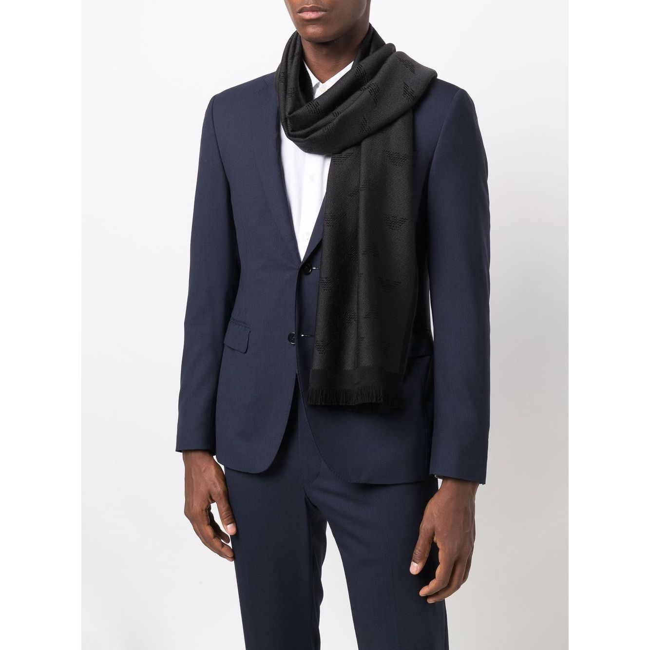 Emporio Armani Allover logo wool scarf