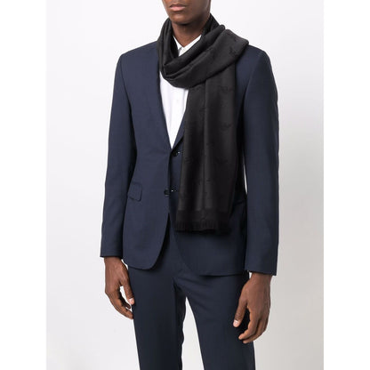 Emporio Armani Allover logo wool scarf