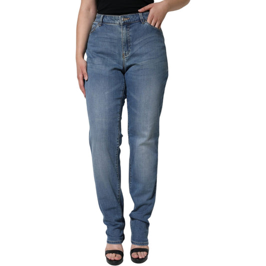 Emporio Armani Blue Washed High Waisted Skinny Women Denim Jeans PAN74323-34