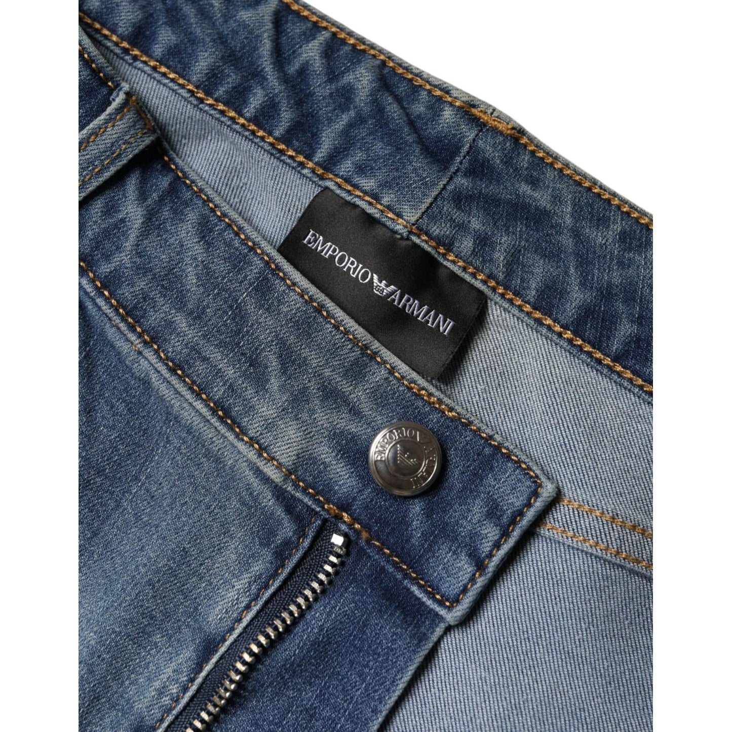 Emporio Armani Blue Washed High Waisted Skinny Women Denim Jeans PAN74323-34