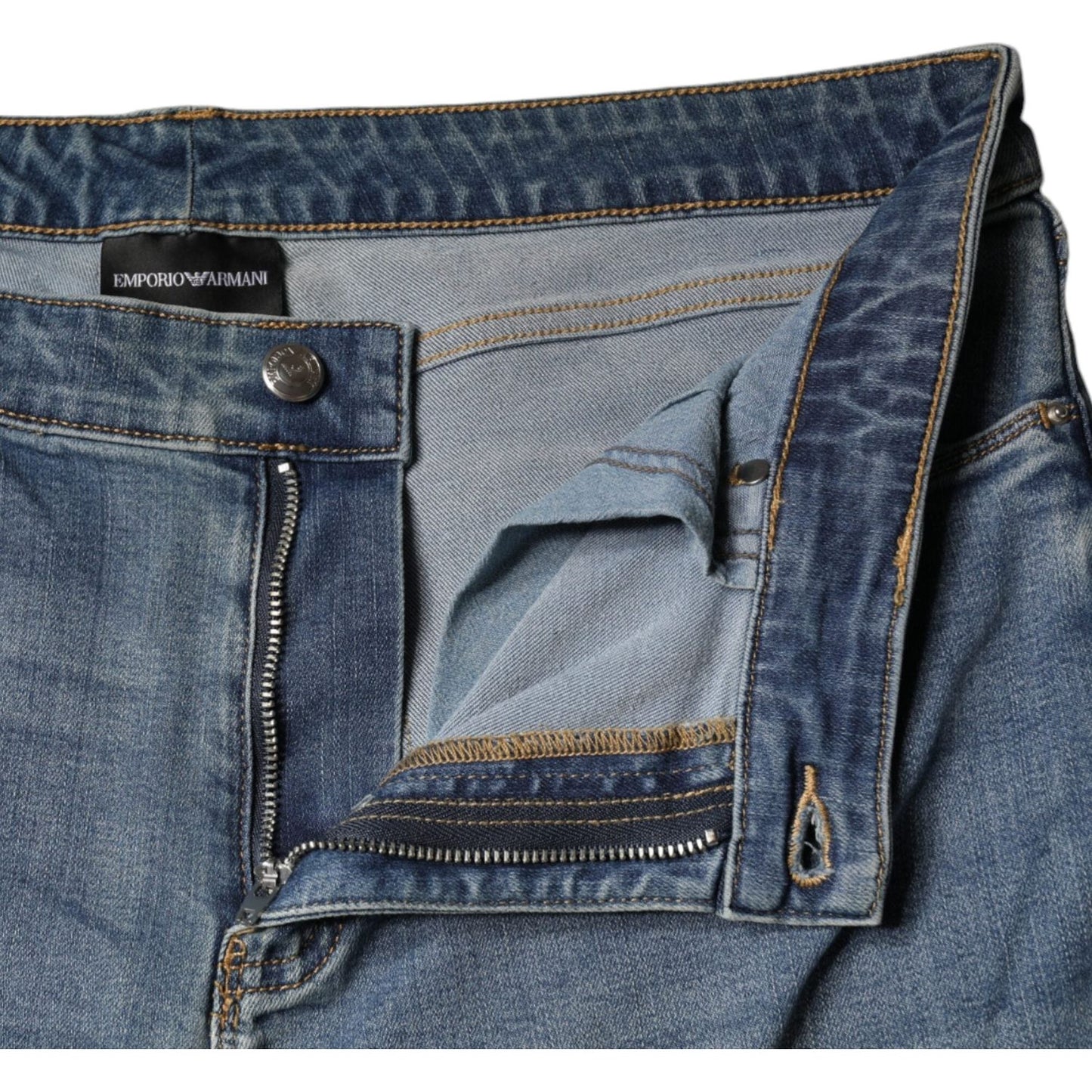Emporio Armani Blue Washed High Waisted Skinny Women Denim Jeans PAN74323-34
