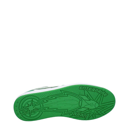 Sole of Enterprise Japan Green Leather Low Top Sneakers featuring unique design and logo, showing green and white color scheme. MPN BG3001P0102S3125.