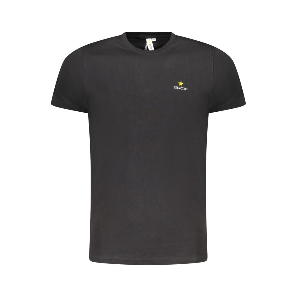 Esercito 1659 Black Cotton T-Shirt with logo print, short sleeve, crew neck, aviation style