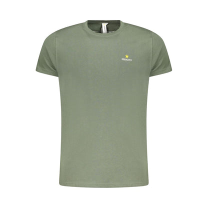 Esercito 1659 Green Cotton T-Shirt with short sleeves, crew neck, aviation style, and logo print.