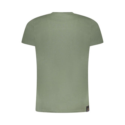 Back view of Esercito 1659 Green Cotton T-Shirt, short sleeve, crew neck, featuring aviation-themed print and logo.