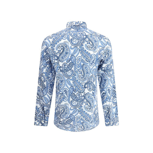 Back view of Etro Paisley print Shirt, showcasing elegant paisley design in blue hues, perfect for the AW25 season, made in Italy.