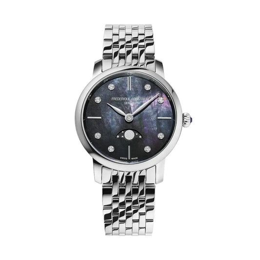 FREDERIQUE CONSTANT MOD. FC-206MPBD1S6B luxury women's watch with stainless steel bracelet and mother-of-pearl dial.