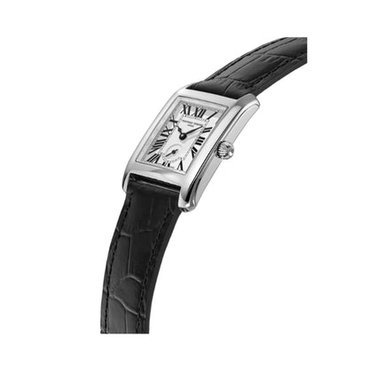 FREDERIQUE CONSTANT MOD. FC-235S2C6 watch with black leather strap and rectangular silver case