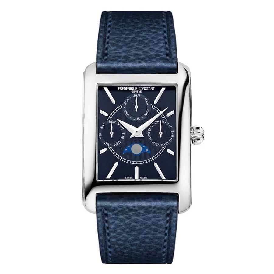 FREDERIQUE CONSTANT MOD. FC-265N4C6 watch with blue dial and leather strap, elegant design for luxury timekeeping