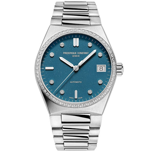 Luxury watch FREDERIQUE CONSTANT MOD. FC-303LBSD2NHD6B with blue dial and stainless steel bracelet, stylish timepiece for men.