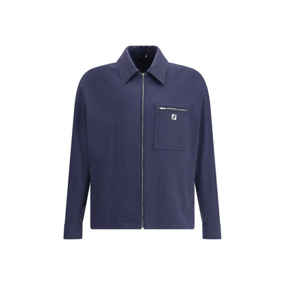 Fendi Blue Cotton Biker Jacket