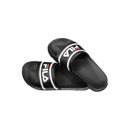 Fila Black Polyethylene Men Sandal with bold logo, streetwear style, and comfort design.