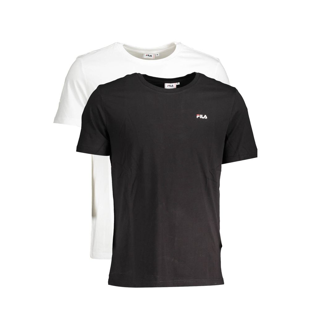 Fila White Cotton Women T-Shirt and Black Tee Duo with Logo Print