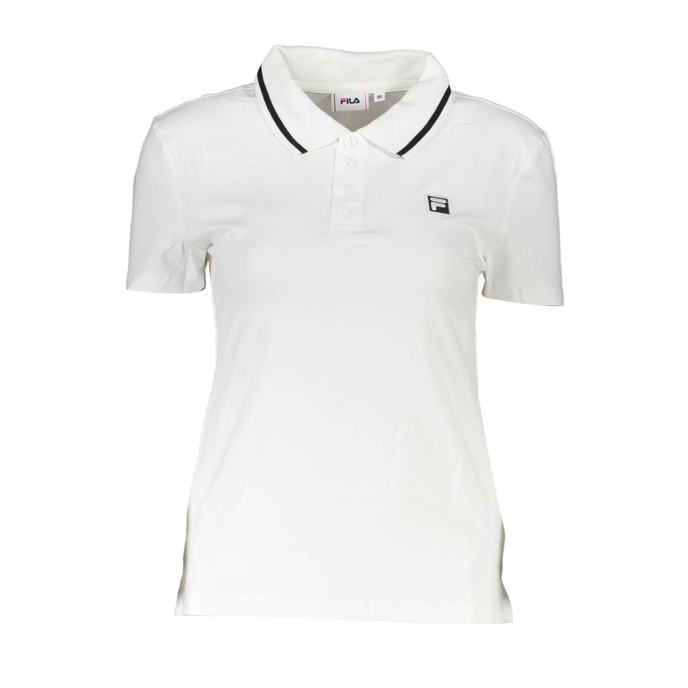 Fila White Cotton Womens Polo Shirt with classic design and iconic logo, perfect for sporty chic fashion.