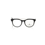 Frankie Morello Black Acetate Unisex Eyeglass Frame with geometric pattern, Italian craftsmanship, sophisticated and fashion-forward style.