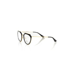Frankie Morello Black Acetate Women Frame with gold accents, showcasing elegant and fashionable Italian craftsmanship in eyewear.