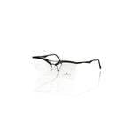 Frankie Morello Black Metallic Women's Frame eyeglasses with sleek design, clubmaster style, and shimmering black metal finish.