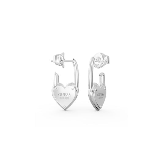 GUESS JEWELS JEWELRY Mod. JUBE04214JWRHT-U heart-shaped earrings in silver with engraved logo