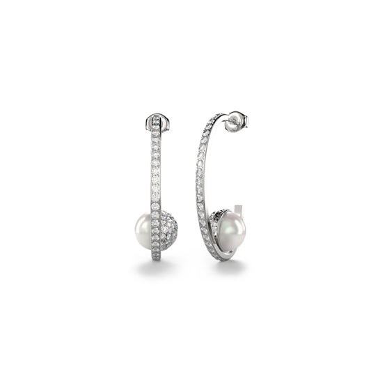 Elegant silver hoop earrings with pearl accents from GUESS JEWELS JEWELRY Mod. JUBE04452JWRHT-U collection