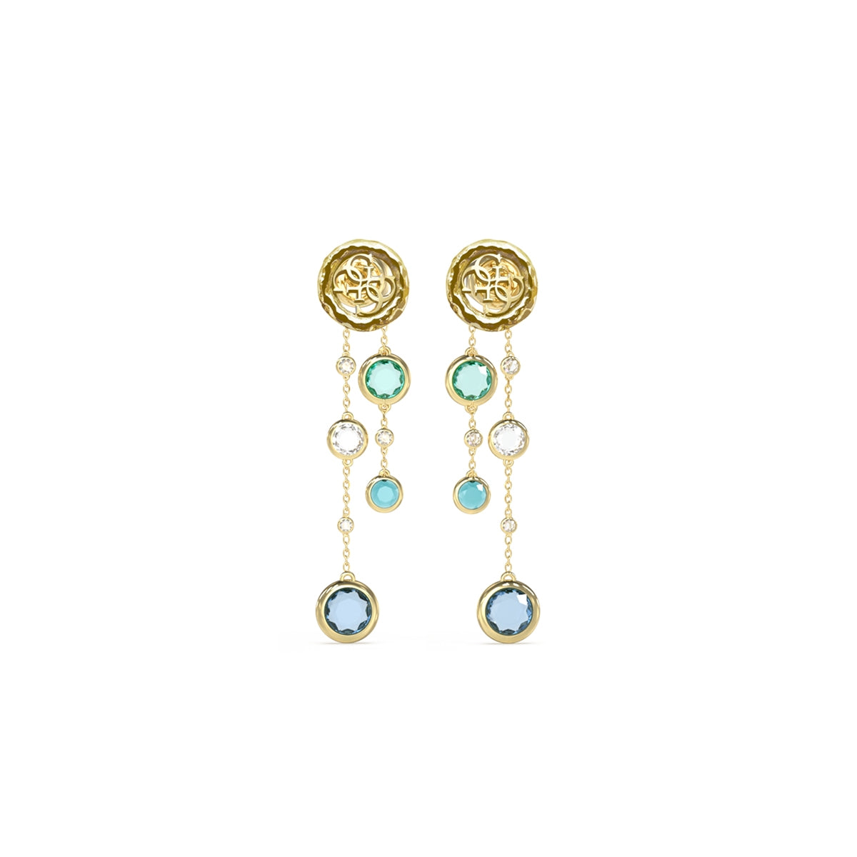 GUESS JEWELS JEWELRY Mod. JUBE05091JWYGAQT-U gold and gemstone dangling earrings