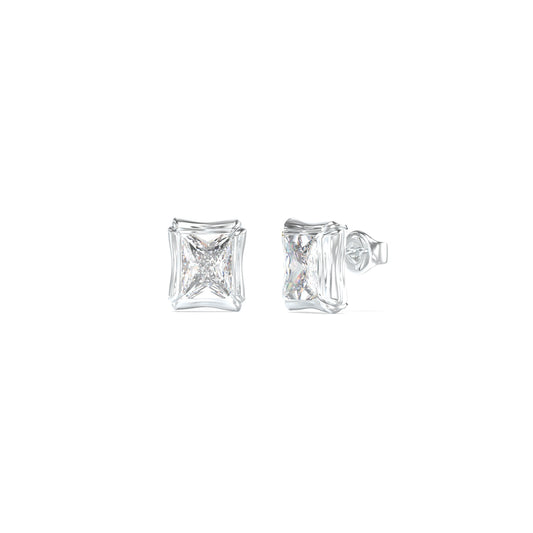 Silver earrings, luxury design, GUESS JEWELS JEWELRY Mod. JUBE05174JWRHT-U, elegant accessory for women.