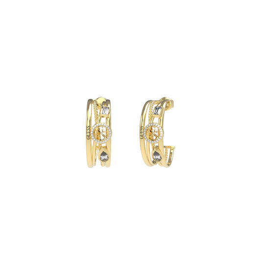GUESS JEWELS JEWELRY Mod. JUBE05236JWYGT-U gold and crystal hoop earrings