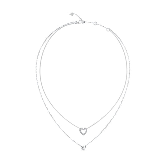 Alt Tag: GUESS JEWELS JEWELRY Mod. JUBN05026JWRHT-U with heart pendant on silver chain