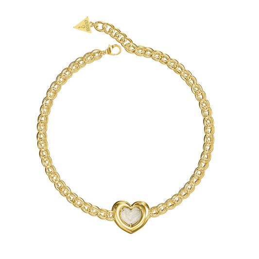 Gold bracelet with heart charm, GUESS JEWELS JEWELRY Mod. JUBN05455JWYGT-U