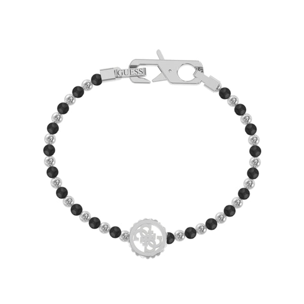 GUESS JEWELS JEWELRY Mod. JUMB03037JWSTBKS stylish bracelet with black and silver beads and branded clasp