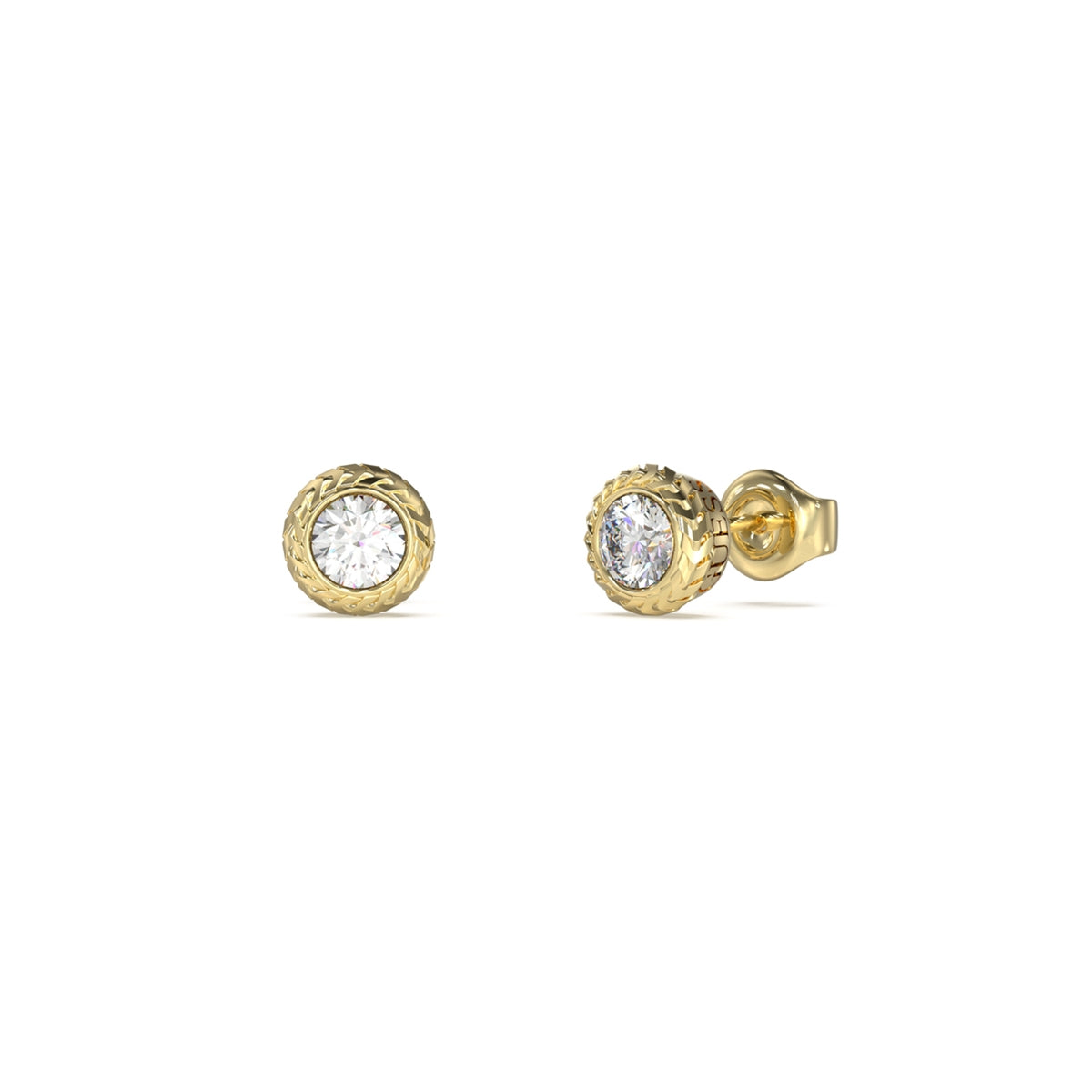GUESS JEWELS JEWELRY Mod. JUME05022JWYGT-U gold earrings with clear gemstones, stylish accessory for elegant occasions
