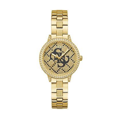 GUESS Mod. G LACE gold-tone watch with decorative dial and link bracelet
