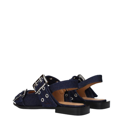 Ganni Blue Fabric Sandals