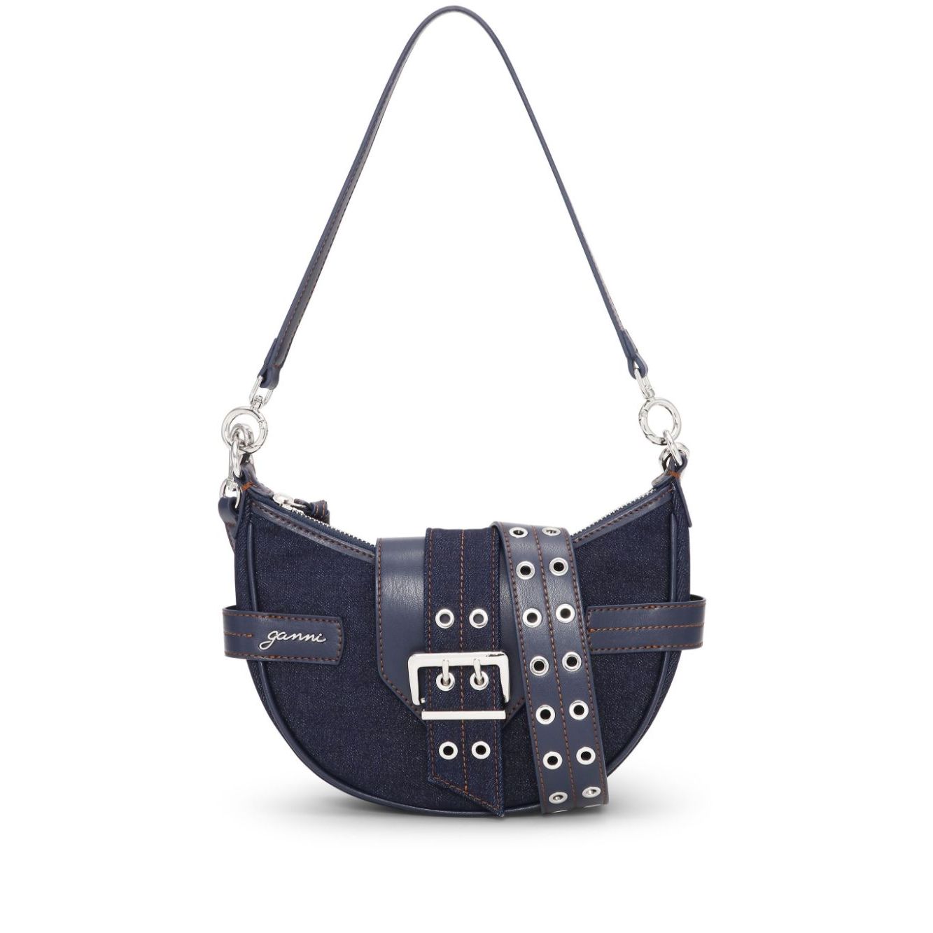 Ganni Buckle small denim cross-body bag