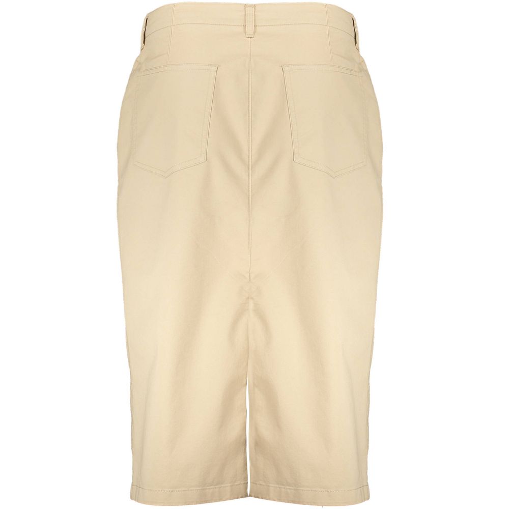 Gant Beige Cotton Women Skirt with four pockets and button details, showcasing a stylish and versatile design suitable for any occasion.