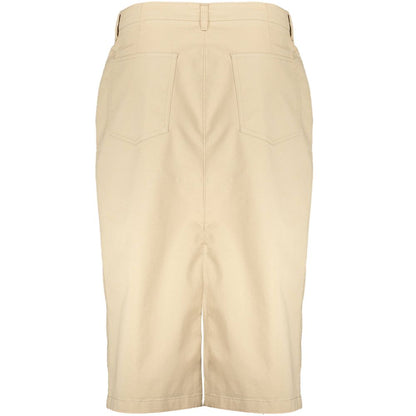 Gant Beige Cotton Women Skirt with four pockets and button details, showcasing a stylish and versatile design suitable for any occasion.