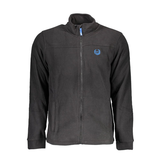 Gianmarco Venturi Black Polyester Sweatshirt with long sleeves, 2 pockets, front zip, and logo embroidery.