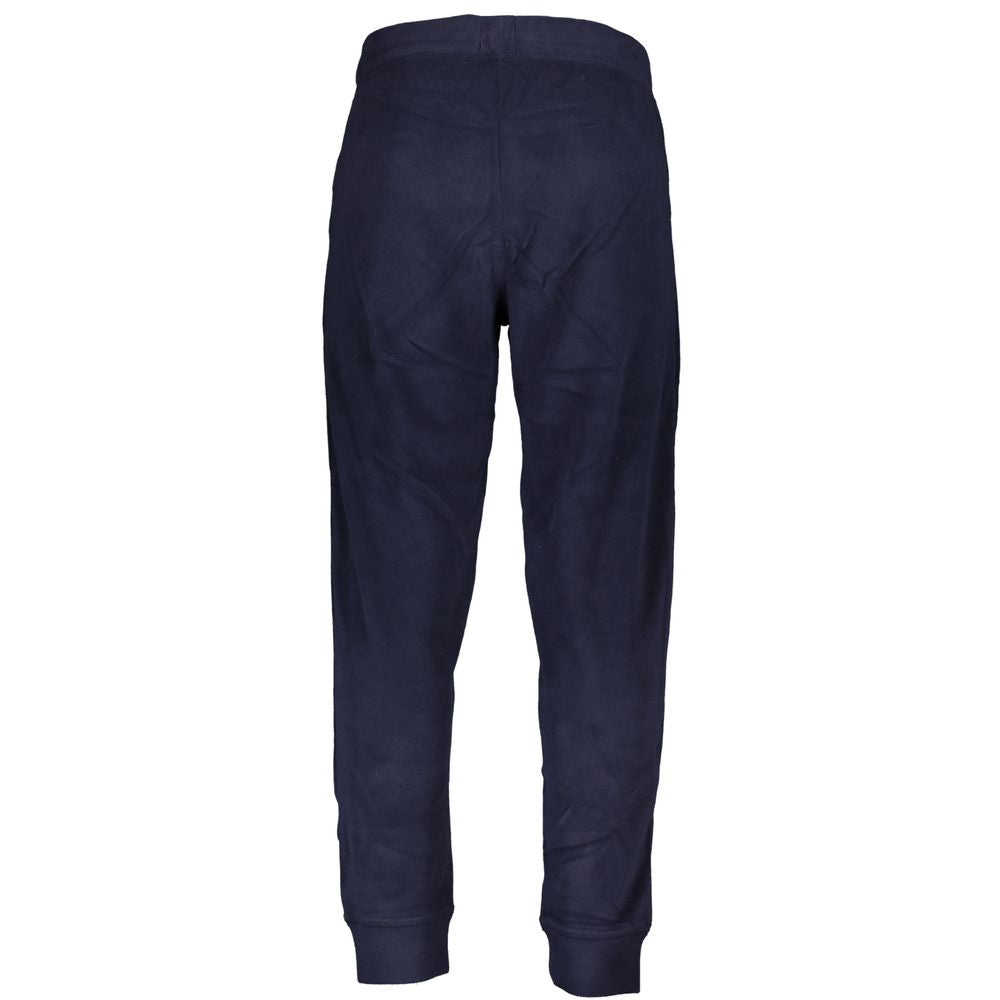 Gianmarco Venturi Blue Polyester Pant with elastic waist, lace, two pockets, ankle cuffs, and logo embroidery.