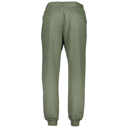 Gianmarco Venturi Green Cotton Pant with elastic waist, brushed fabric, ankle cuffs, embroidery, 3 pockets, and contrasting details.