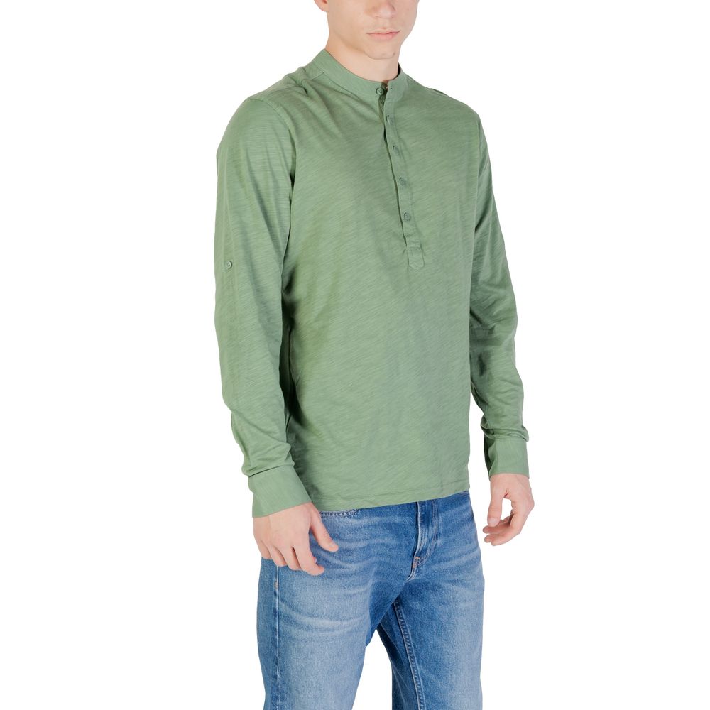 Gianni Lupo Green Cotton Long Sleeve T-Shirt