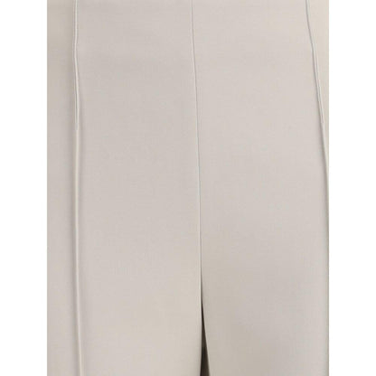 Giorgio Armani Gray Viscose Casual Pants with a sleek high-waist straight silhouette and vertical seams, perfect for a modern sporty look.