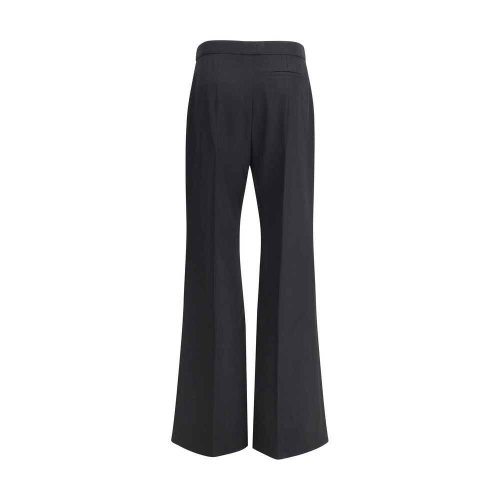 Givenchy Black Wool Pants with refined grain de poudre fabric and bootcut silhouette, featuring side and back pockets, tailored fit.