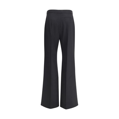 Givenchy Black Wool Pants with refined grain de poudre fabric and bootcut silhouette, featuring side and back pockets, tailored fit.