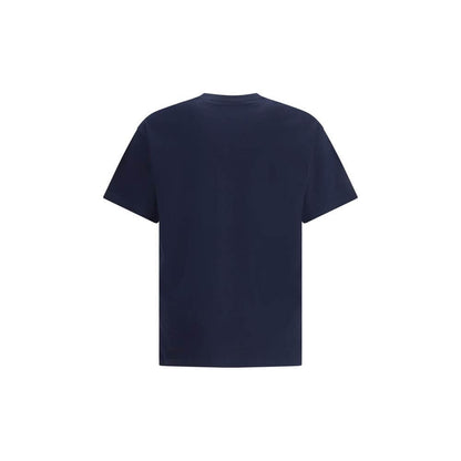 Back view of Givenchy Blue Cotton T-Shirt with ribbed crew neck and contrasting logo, ideal for autumn and winter 2025 fashion.