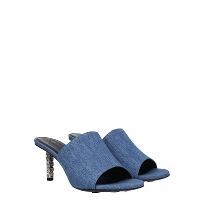 Givenchy Blue Fabric Platform Sandals with open toe and mid heels, featuring denim secondary color and leather sole, MPN BE3083E1TM420.