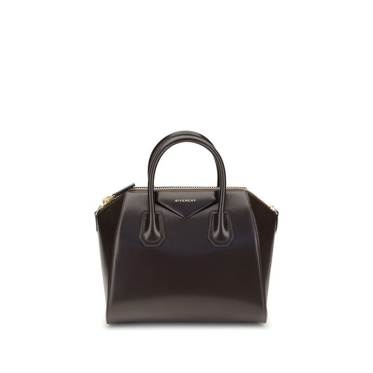 Givenchy Brown Calf Leather Bos Taurus Handbag with glossy finish and removable strap.