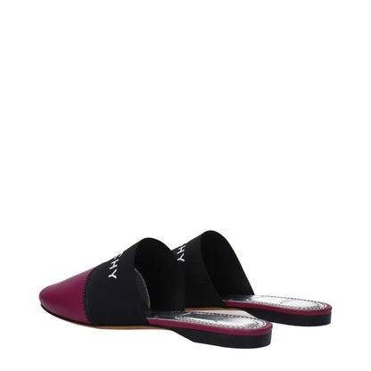 Givenchy Purple Leather Slippers with front logo, round toe, low and flat heel, leather sole, casual style, MPN BE2002E01H510.